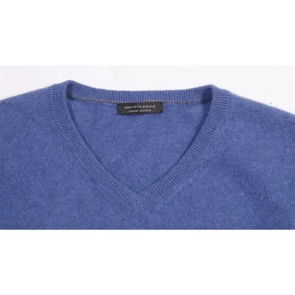 Saks Fifth Avenue Mens 100% Cashmere V-Neck Sweater Large